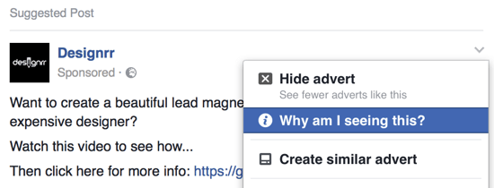 Find out whom the business is targeting with their Facebook ad.