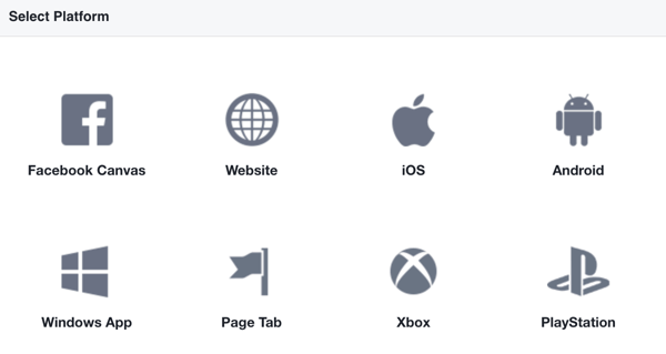 Select Website as your Facebook app platform.