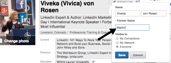 If your name changed in the last year, update your LinkedIn profile. There's even a spot to include your former name.