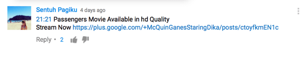 Keep an eye out for YouTube comments that are irrelevant, inappropriate, offensive, or that contain spam.