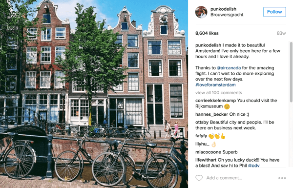 Air Canada partnered with Instagram influencers to promote new routes to Amsterdam, Mexico City, and Dubai.