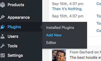 Add a new WordPress plugin from the Plugins tab.