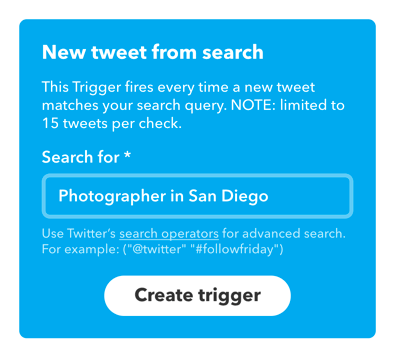 Type in your search term and click Create Trigger.