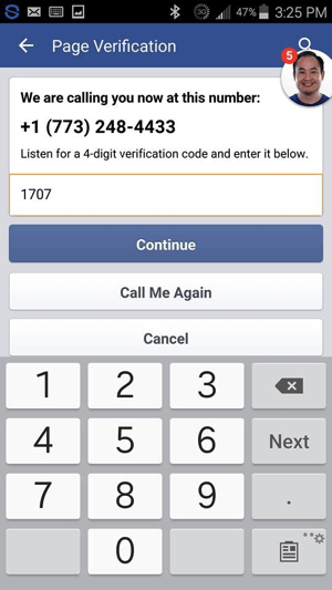 Facebook-page-verification-code