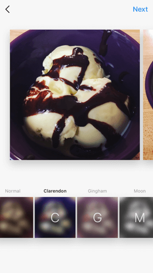 You can apply filters and edit an image individually, just as you would with a regular single image Instagram post.