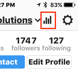 Tap the bar chart icon to access your Instagram Insights.