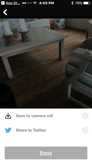 Share your finished video from Vine Camera.