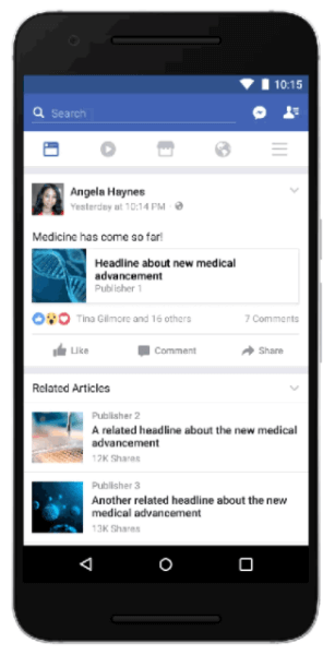 Facebook is testing a new Related Articles feature that surfaces similar news items before you read an article shared in News Feed and provide additional perspectives and information including articles by third-party fact-checkers.