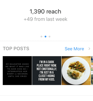 On the first screen of your Instagram insights, swipe right to view your reach.