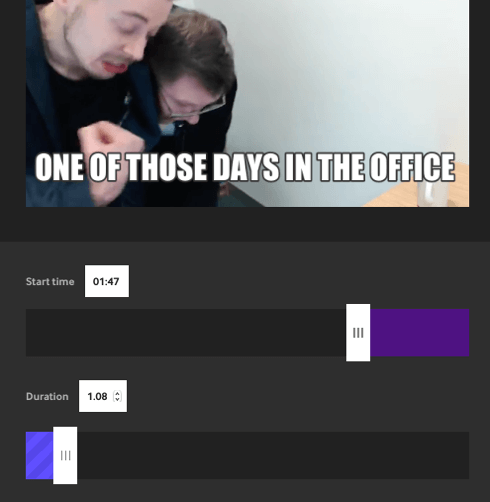Set the start time and duration of your GIF on Giphy.