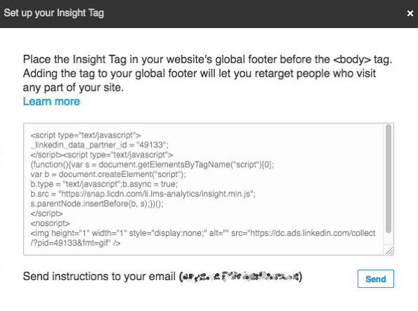 Install the LinkedIn insight tag on your website.