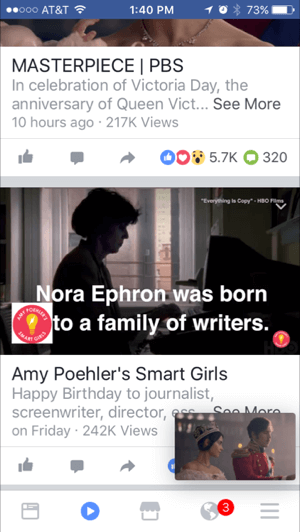 facebook mobile video tab floating video player