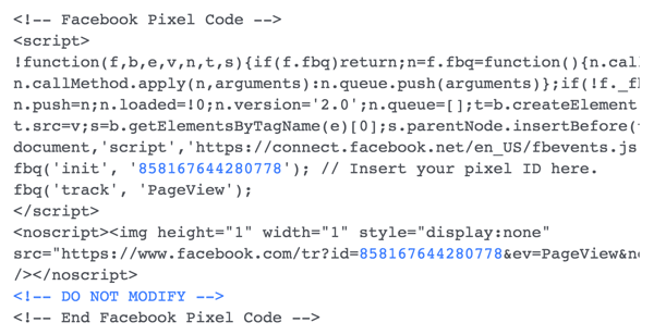 Install the Facebook pixel code on your website.
