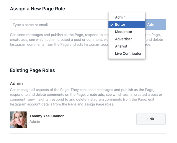 Give every member of your team only the access they need to manage their portion of your Facebook business page.