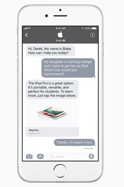 Apple introduced Business Chat, a powerful new way for businesses to connect with customers within iMessage.