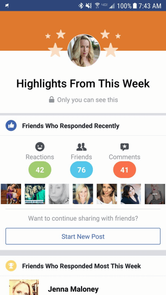 Facebook shares user account "Highlights" for select personal profiles.