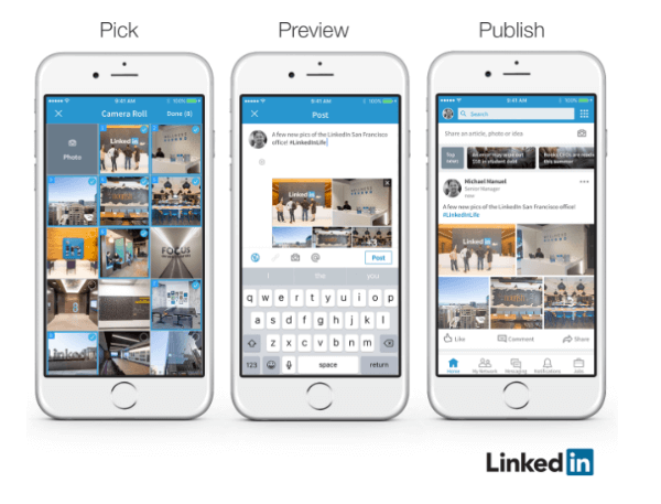 LinkedIn announced that members can now easily add multiple photos to a single post.