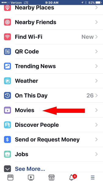Facebook adds dedicated movies section to main navigation menu of the mobile app.
