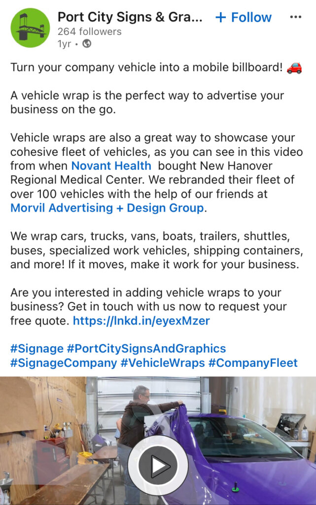 linkedin-video-strategy-port-city-signs