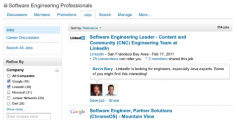 linkedin job tab