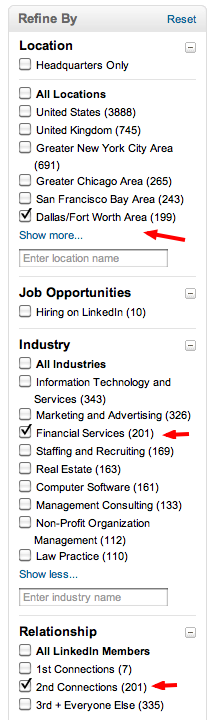 company search on linkedin