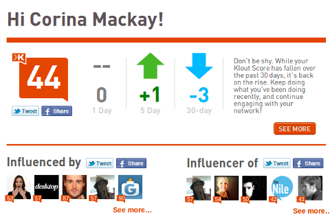 klout dashboard