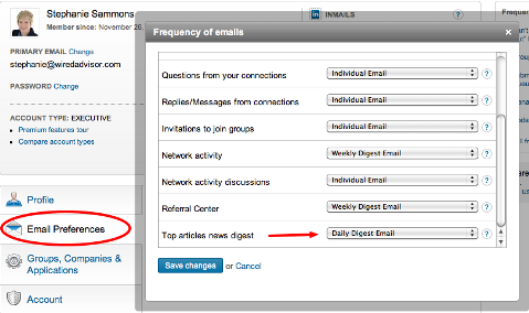 account settings linkedIn