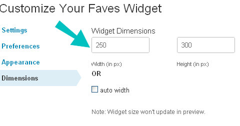 widget dimensions