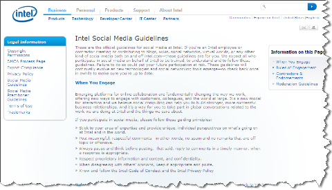 intel social media guidelines