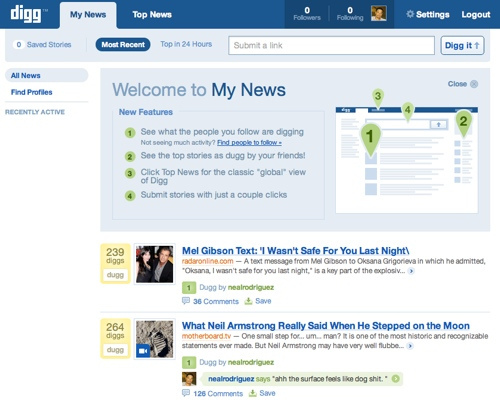 New Digg Homepage