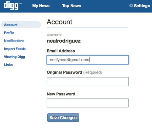 New Digg Account
