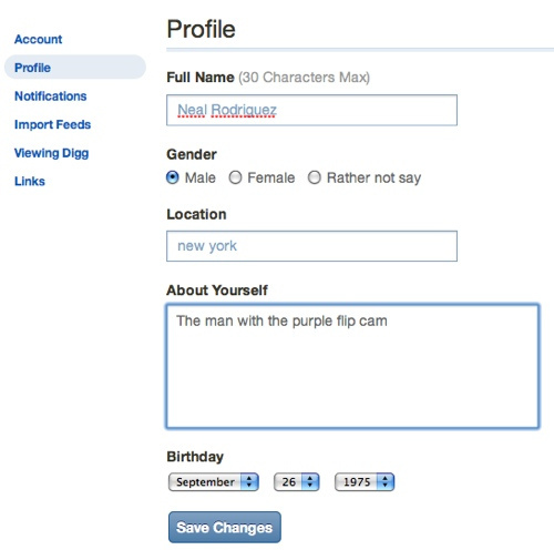 New Digg Profile