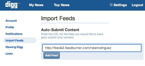 Enter Feed to New Digg