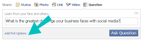 facebook question add poll options
