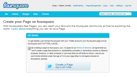 foursquare business page