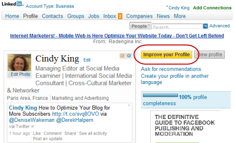 linkedin improve your profile