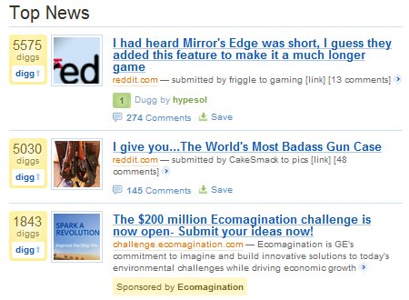 Digg Reddit Homepage