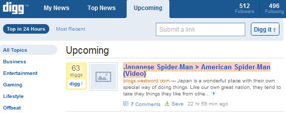 Digg Upcoming News