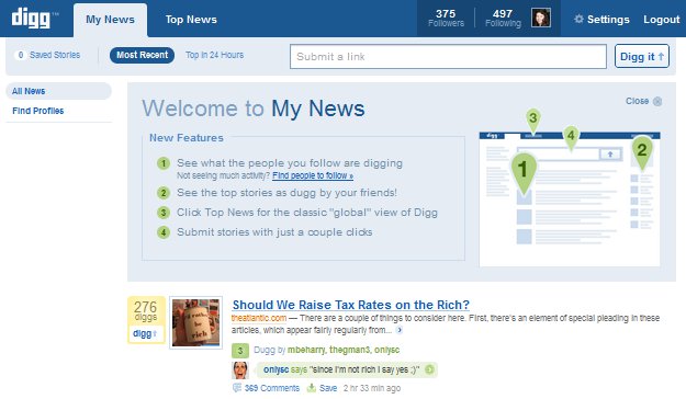 New Digg Welcome to My News