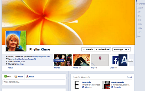 Example new Facebook timeline