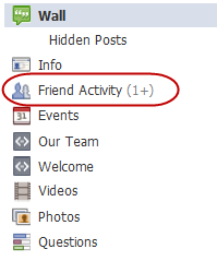 facebook page friend activity