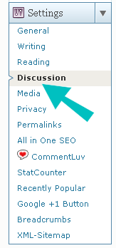 WordPress Discussion Setting menu