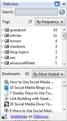 Delicious Firefox Add-On Bookmarks Sidebar