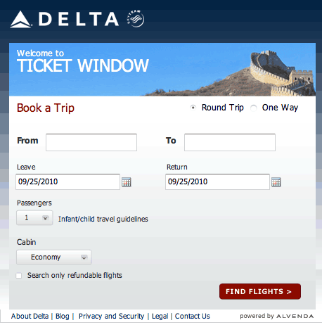 Delta Ticket Fenster