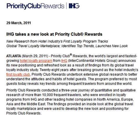 Priority Club Belohnungen