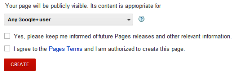 Google+ Pages - Content Settings