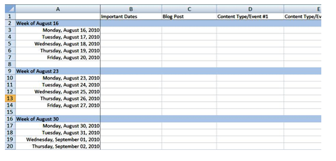 example of a template for a master editorial calendar