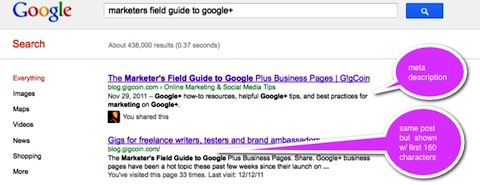 example of how a post's description appears in Google search results