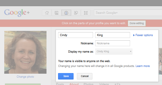 google+ nickname