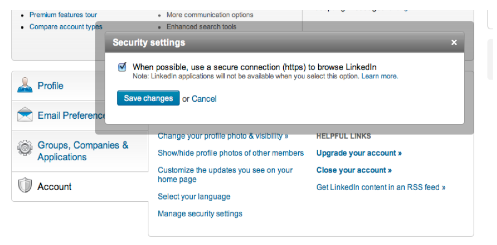 linkedin secure settings